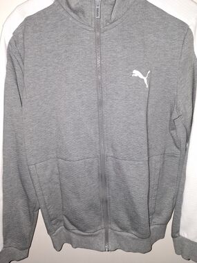 Puma Men's Heather Gray Full Zip Jacket with White Logo